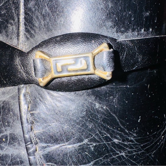 Black Leather Slip-On Loafers with Gold-Toned Bar - Picture 8 of 9